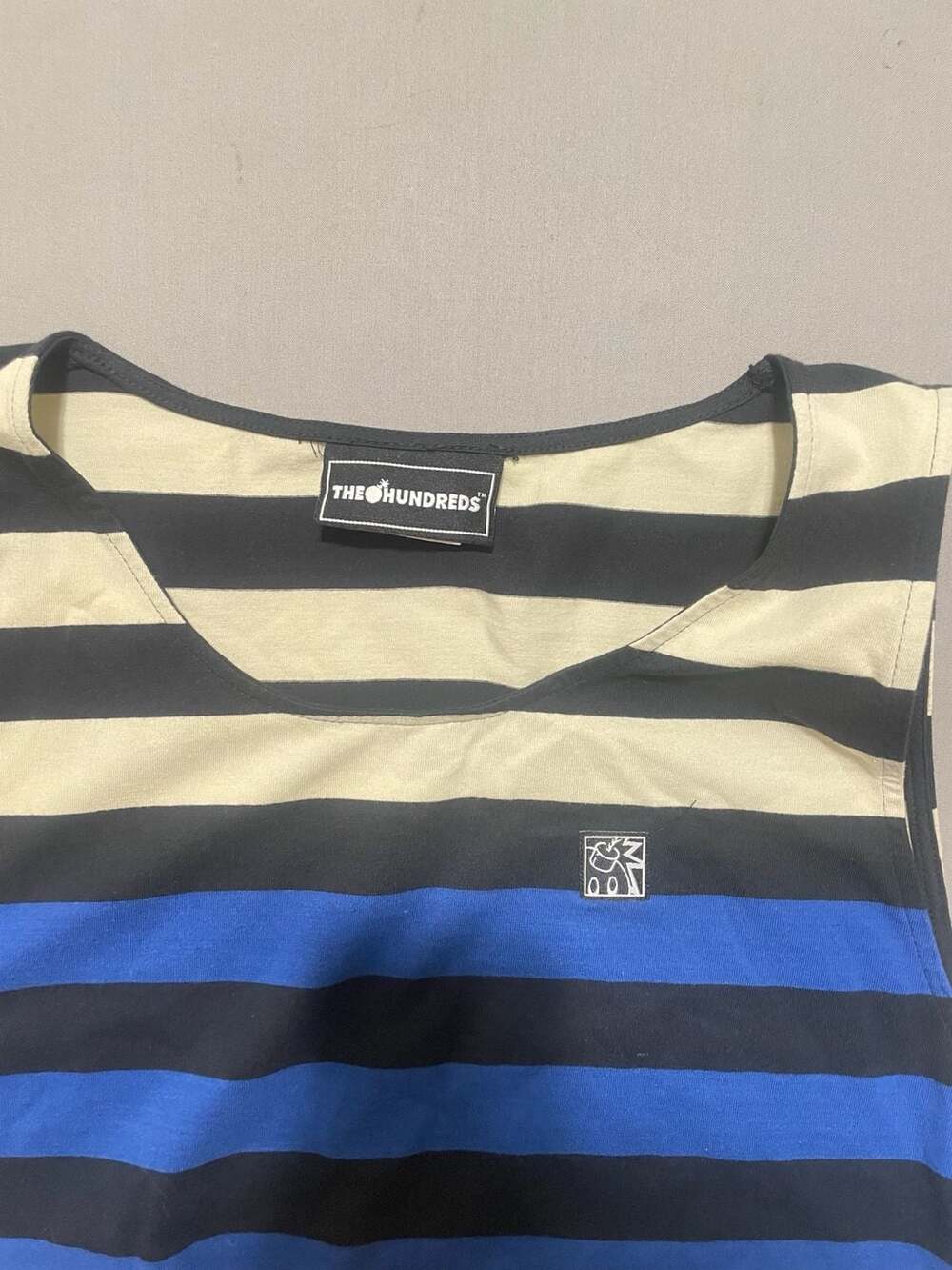 The Hundreds Blue, Black, and Off-White Striped Tank Top Large - Picture 2 of 7